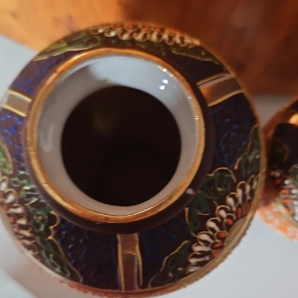 VTG Hand Painted Goldcastle Japan Moriage Butterfly Vase, Set of 2